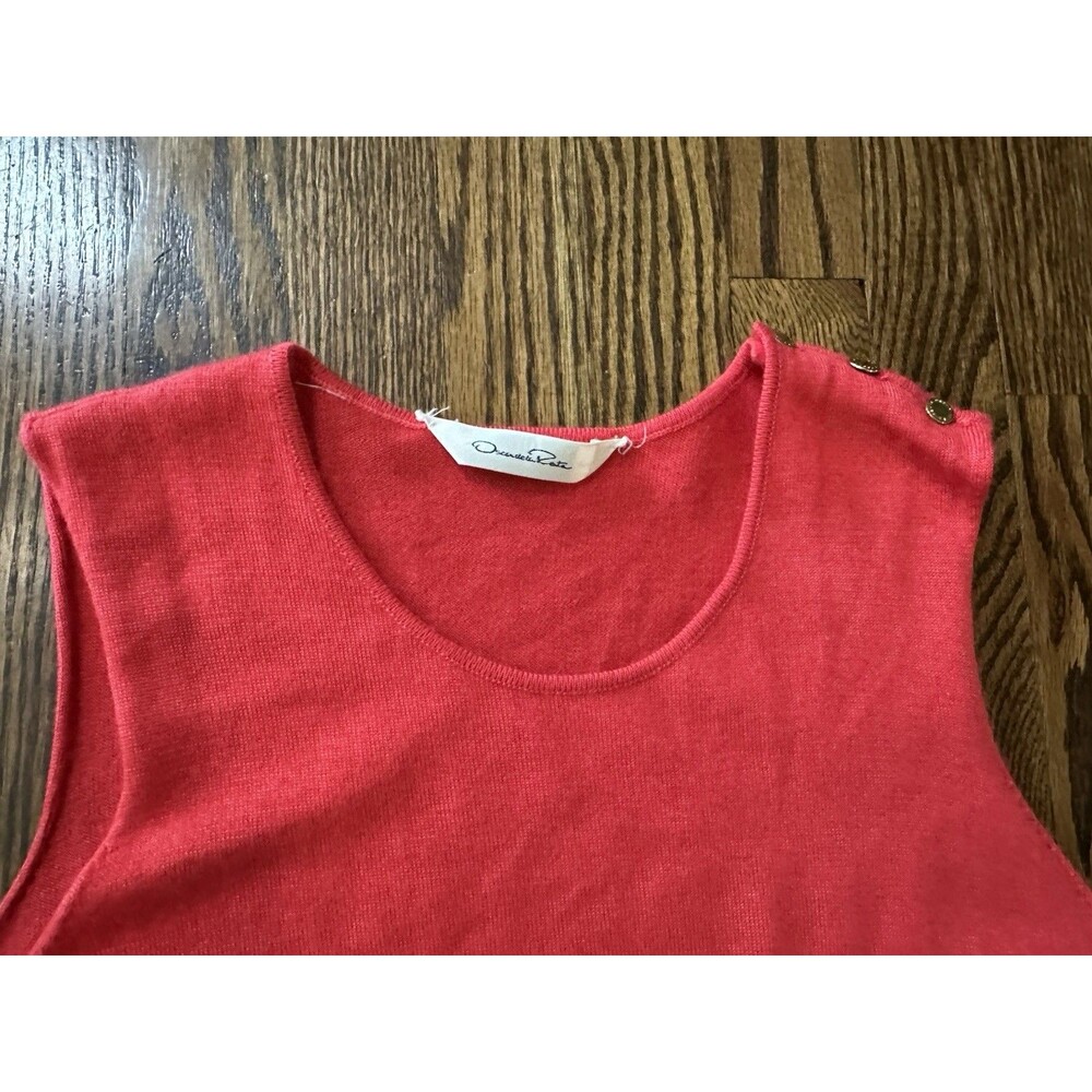Oscar De La Renta Sleeveless Sweater‎ Tank Red Large Cashmere Feel Missing Tag - Picture 4 of 9